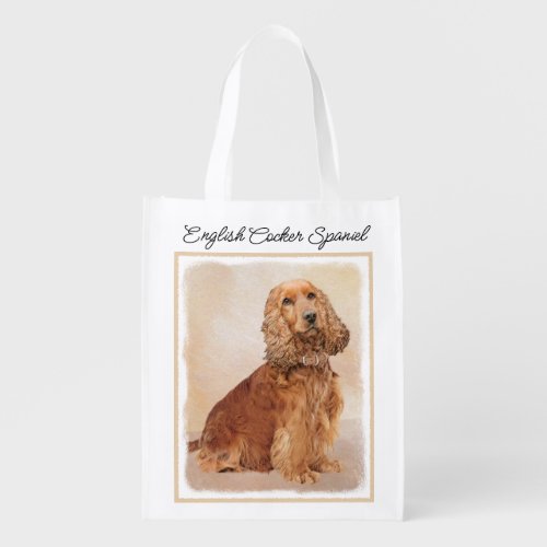 English Cocker Spaniel Painting _ Original Dog Art Grocery Bag