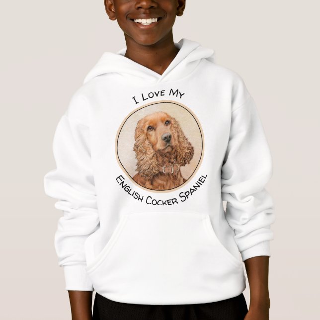 English Cocker Spaniel Painting - Original Dog Art Hoodie (Front)