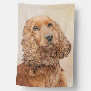 English Cocker Spaniel Painting - Original Dog Art House Flag
