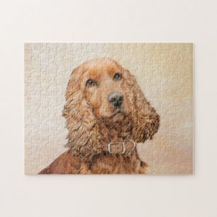 English Cocker Spaniel Painting - Original Dog Art Jigsaw Puzzle