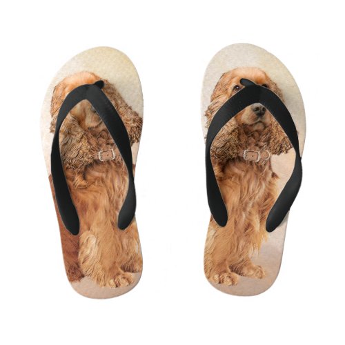 English Cocker Spaniel Painting _ Original Dog Art Kids Flip Flops