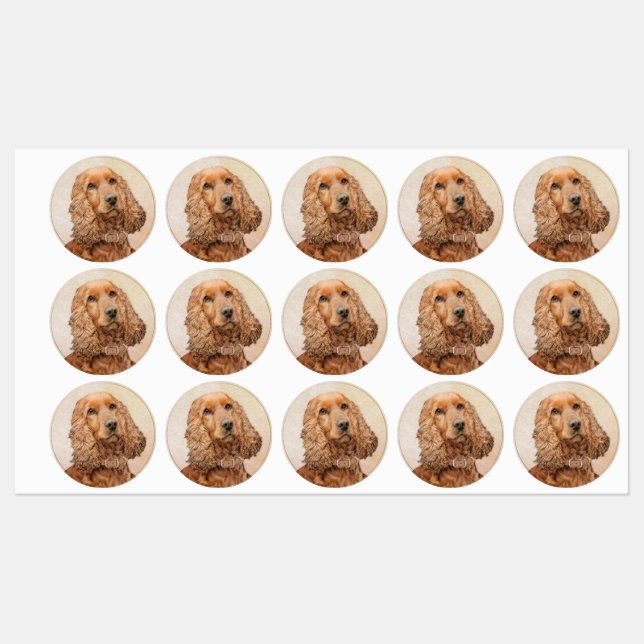 English Cocker Spaniel Painting - Original Dog Art Labels (Sheet)