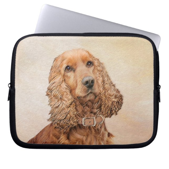 English Cocker Spaniel Painting - Original Dog Art Laptop Sleeve (Front)