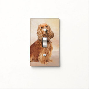 English Cocker Spaniel Painting - Original Dog Art Light Switch Cover