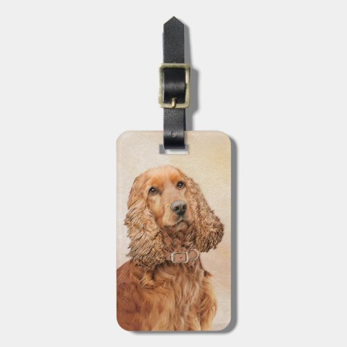 English Cocker Spaniel Painting _ Original Dog Art Luggage Tag