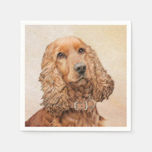 English Cocker Spaniel Painting - Original Dog Art Napkins