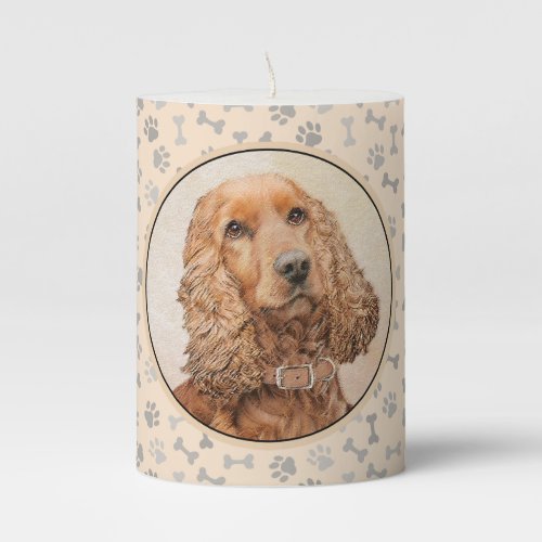 English Cocker Spaniel Painting _ Original Dog Art Pillar Candle