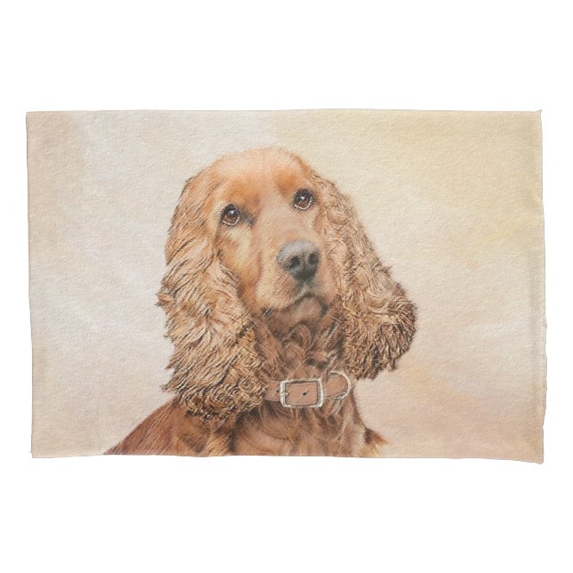 English Cocker Spaniel Painting - Original Dog Art Pillow Case (Front)