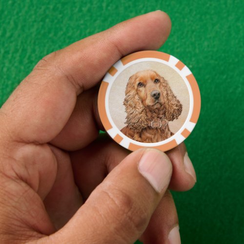 English Cocker Spaniel Painting _ Original Dog Art Poker Chips