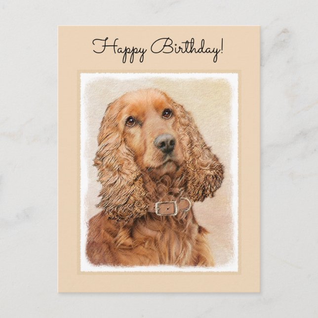 English Cocker Spaniel Painting - Original Dog Art Postcard (Front)