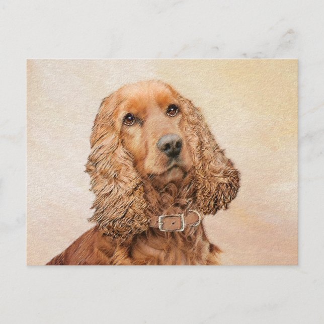 English Cocker Spaniel Painting - Original Dog Art Postcard (Front)
