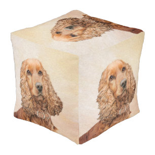 English Cocker Spaniel Painting - Original Dog Art Pouf