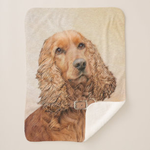 English Cocker Spaniel Painting - Original Dog Art Sherpa Blanket