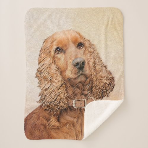 English Cocker Spaniel Painting _ Original Dog Art Sherpa Blanket