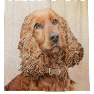 English Cocker Spaniel Painting - Original Dog Art Shower Curtain
