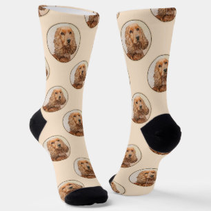 English Cocker Spaniel Painting Original Dog Art Socks