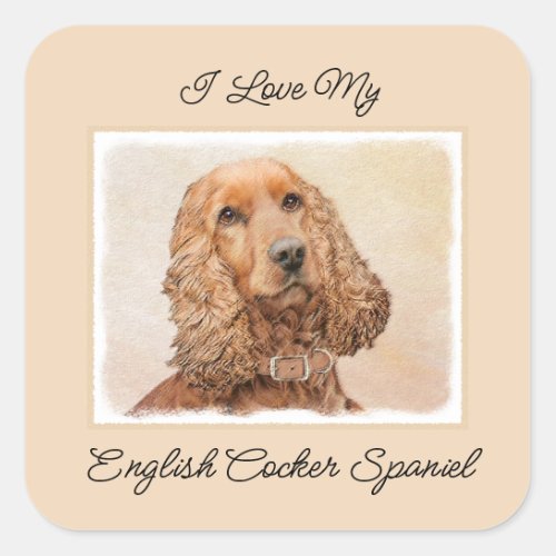 English Cocker Spaniel Painting _ Original Dog Art Square Sticker