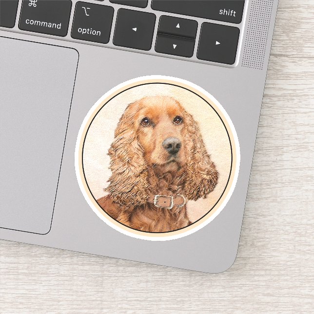 English Cocker Spaniel Painting - Original Dog Art Sticker (Detail)