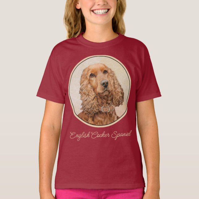 English Cocker Spaniel Painting - Original Dog Art T-Shirt (Front)