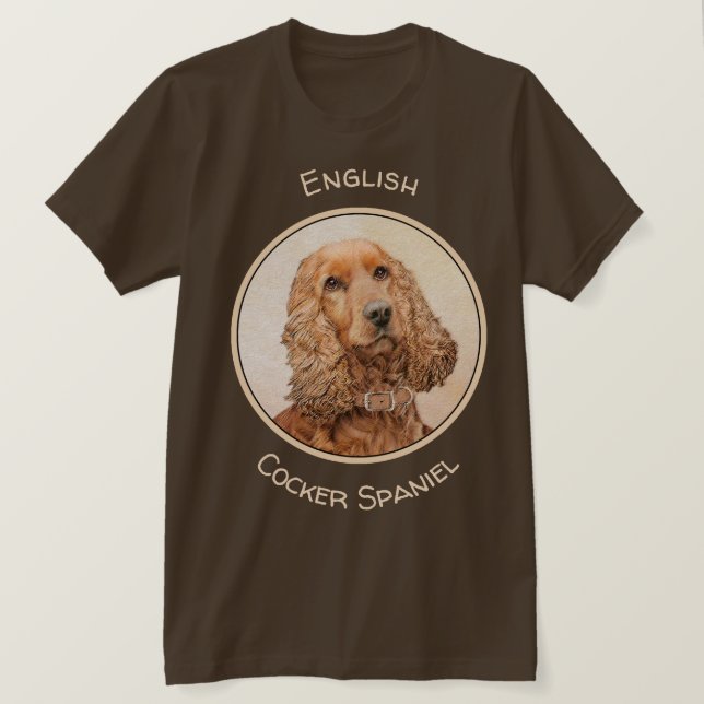English Cocker Spaniel Painting - Original Dog Art T-Shirt (Design Front)