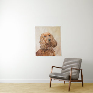 English Cocker Spaniel Painting - Original Dog Art Tapestry