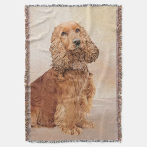 English Cocker Spaniel Painting _ Original Dog Art Throw Blanket