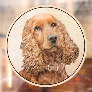 English Cocker Spaniel Painting - Original Dog Art Window Cling