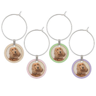 English Cocker Spaniel Painting - Original Dog Art Wine Charm