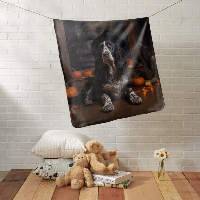 English Cocker Spaniel Pumpkins Halloween Scary  Baby Blanket (In Situ)
