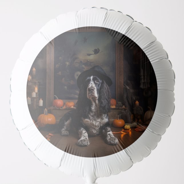 English Cocker Spaniel Pumpkins Halloween Scary  Balloon (Front)
