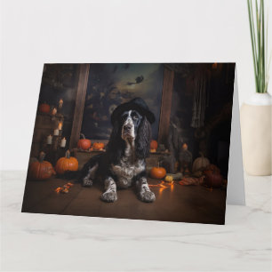 English Cocker Spaniel Pumpkins Halloween Scary Card