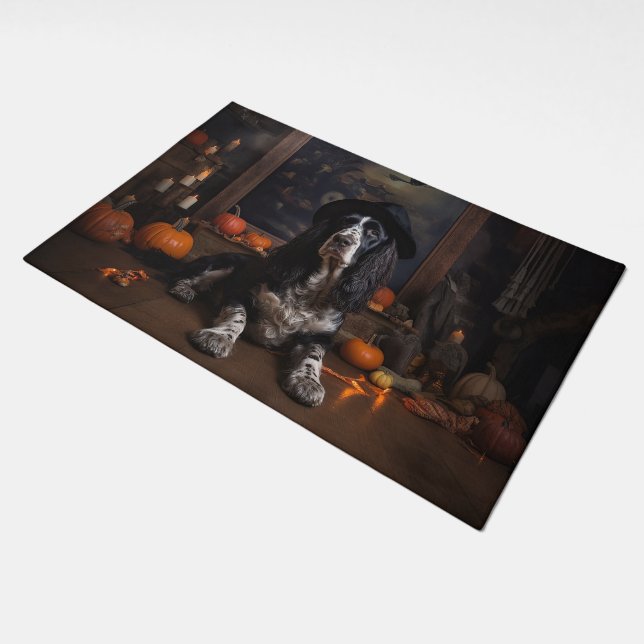 English Cocker Spaniel Pumpkins Halloween Scary  Doormat (Angled)
