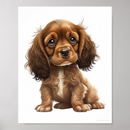 English Cocker Spaniel Puppy Dog Graphic Nursery Poster