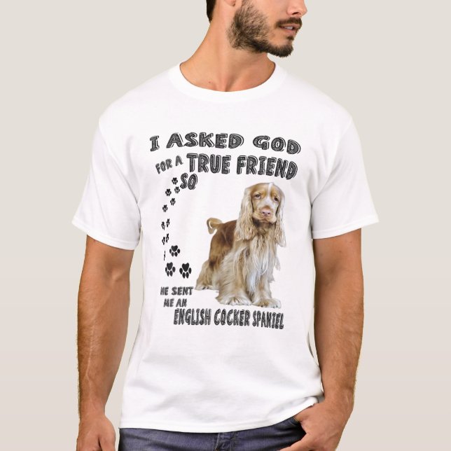 English Cocker Spaniel Quote Mom Dad Costume, Cute T-Shirt (Front)