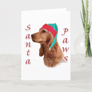 English Cocker Spaniel (red) Santa Paws Holiday Card