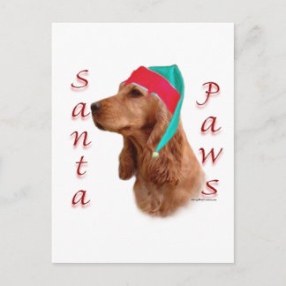 English Cocker Spaniel (red) Santa Paws Holiday Postcard