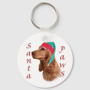 English Cocker Spaniel (red) Santa Paws Keychain