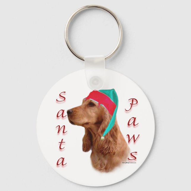 English Cocker Spaniel (red) Santa Paws Keychain (Front)