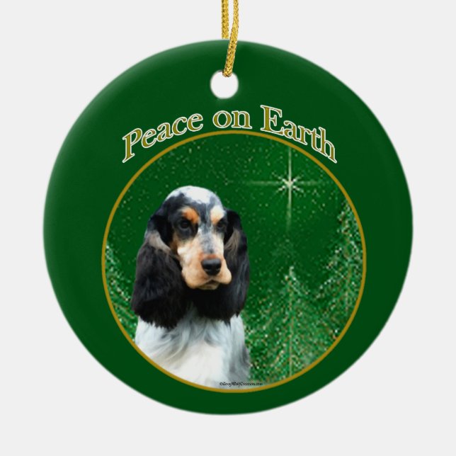 English Cocker Spaniel (roan) Peace Ceramic Ornament (Front)