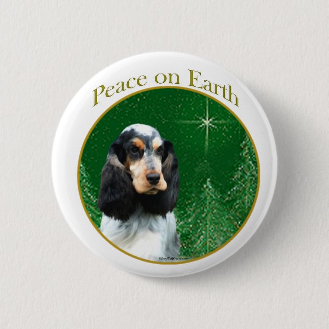English Cocker Spaniel (roan) Peace Pinback Button (Front)