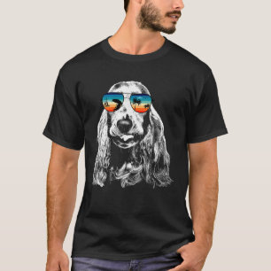 English Cocker Spaniel S With Glasses Sunglasses R T-Shirt