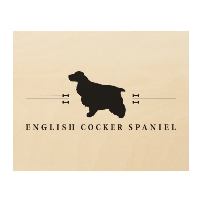 English Cocker Spaniel silhouette -1- Wood Wall Art (Front)