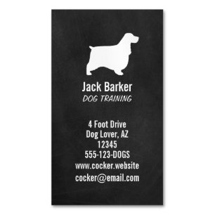 English Cocker Spaniel Silhouette Vertical Magnetic Business Card