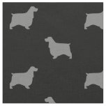 English Cocker Spaniel Silhouettes Black and Grey Fabric