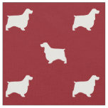 English Cocker Spaniel Silhouettes Red and White Fabric