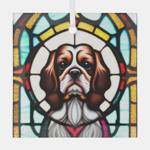 English Cocker Spaniel Stained Glass  Glass Ornament