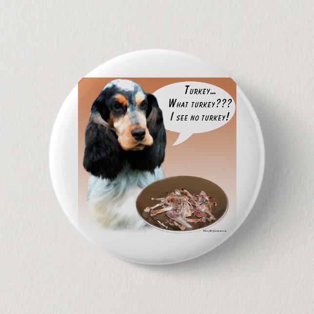 English Cocker Spaniel Turkey Button (Front)