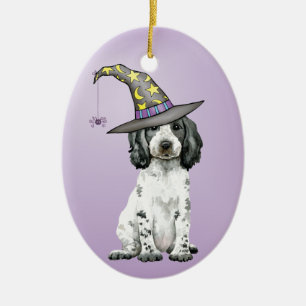 English Cocker Spaniel Witch Ceramic Ornament