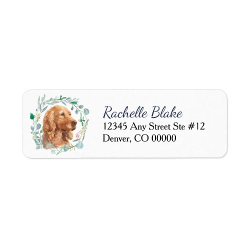 English Cocker Spaniel Wreath Return Address Label