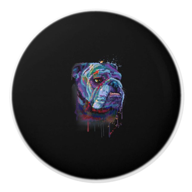 English Colorful Bulldog Gift A English Bulldog Ceramic Knob (Front)
